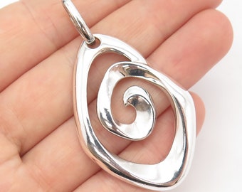 925 Sterling Silver Vintage Swirl / Spiral Pendant