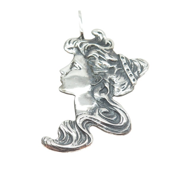 925 Sterling Silver Vintage Victorian Lady Oxidiz… - image 4