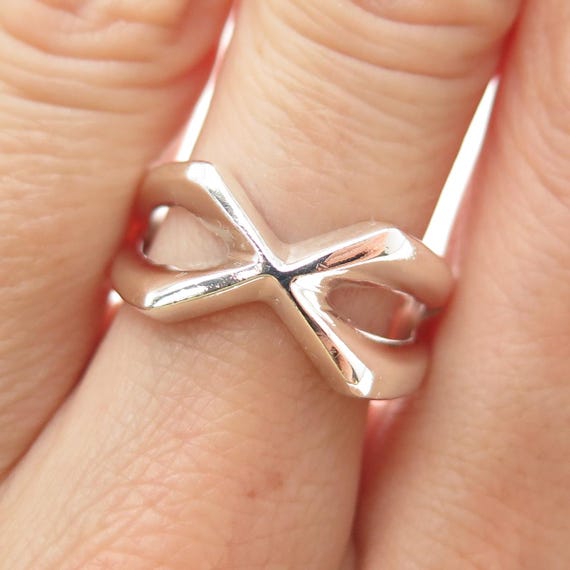 925 Sterling Silver Vintage Mexico Modernist Letter X Crisscross