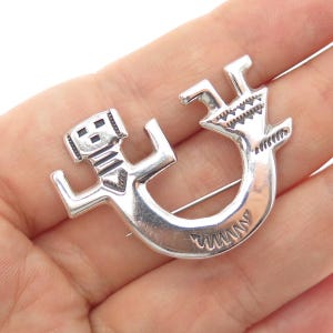 Felix Joe Navajo Old Pawn Sterling Silver Vintage Kachina Doll Tribal Pin Brooch