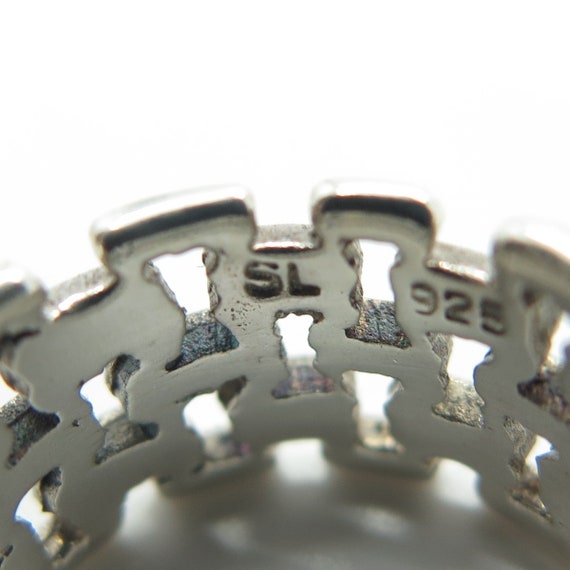 925 Sterling Silver Vintage Chain Band Ring Size … - image 8