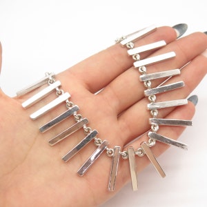 925 Sterling Silver Vintage Mexico Modernist Chain Necklace 17&quot;