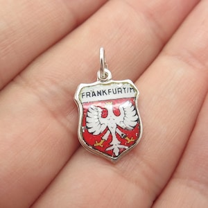 800 Silver Vintage EHj Germany Enamel Frankfurt am Main Shield Charm Pendant
