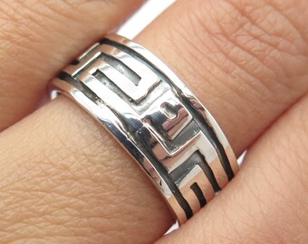 925 Sterling Silver Vintage Greek Maze Band Ring Size 9.25 - Etsy