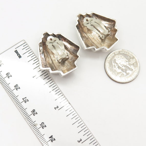 925 Sterling Silver Vintage Shell Clip On Earrings - image 2