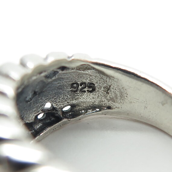 925 Sterling Silver Vintage Wicker Ring Size 6.75 - image 7