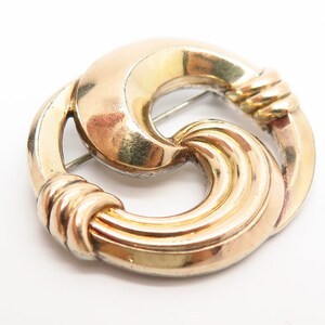 925 Sterling Silver / 14K Gold Vintage Harry S. Bick Swirl Design Pin ...