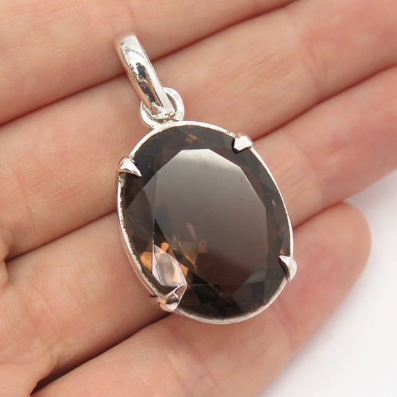 925 Sterling Silver Vintage Real Smoky Quartz Gem… - image 1