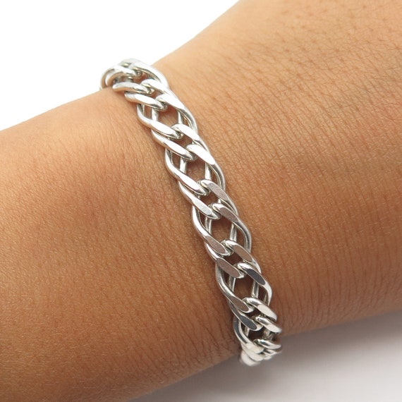 925 Sterling Silver Vintage Italy Double Cable Link Bracelet 925 Sterling Silver Vintage Italy Double Cable Link Bracelet