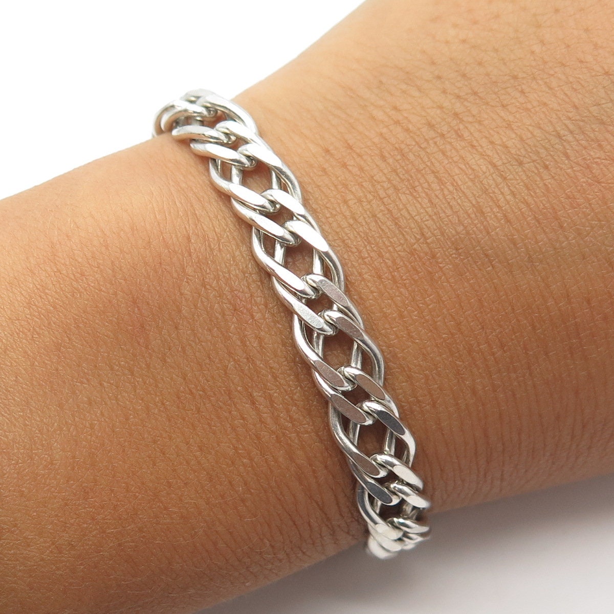 925 Sterling Silver Vintage Italy Double Cable Link Bracelet 925 Sterling Silver Vintage Italy Double Cable Link Bracelet