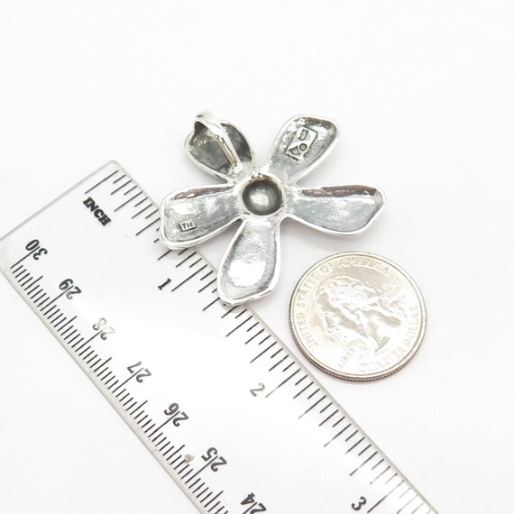 925 Sterling Silver Hammered Finish Floral Slide … - image 2