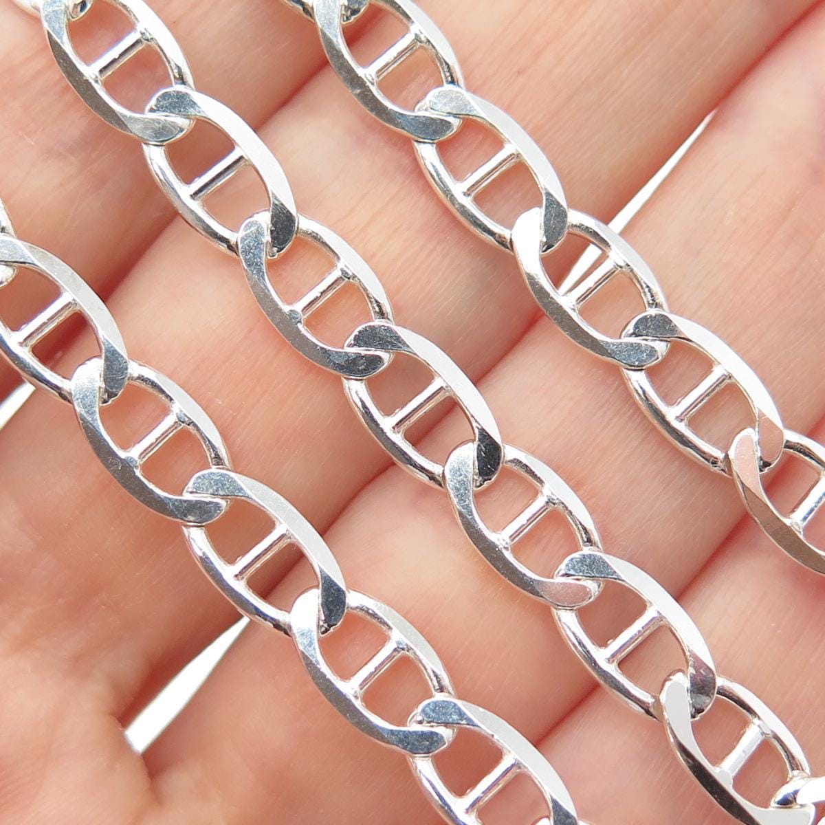 P. LUX 925 Sterling Silver Vintage Italy Anchor Mariner Chain