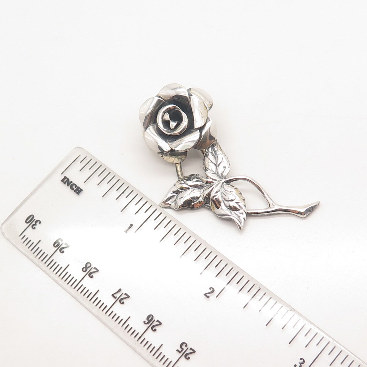 Broche Vintage Florale (Rose) En Argent Sterling - Occasion - Style Rétro
