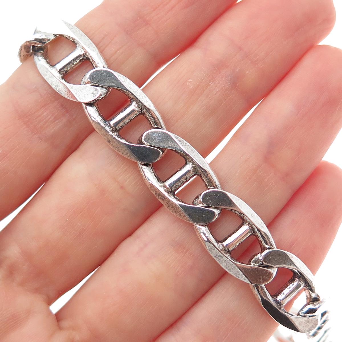 925 Sterling Silver Vintage Italy Anchor Mariner Link Bracelet