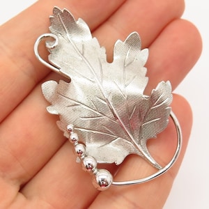 925 Sterling Silver Vintage Carl Art Grape Leaf Design Pin Brooch