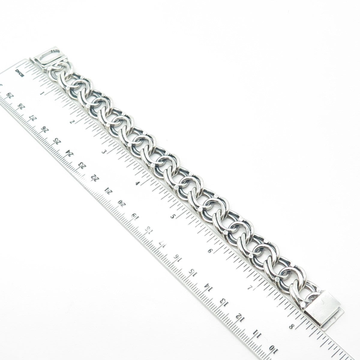 800 Silver Vintage Poland Double Curb Link Bracelet 7.25