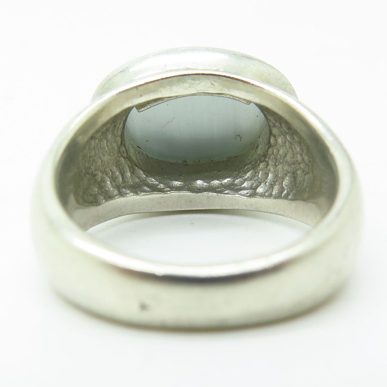 Esposito 925 Sterling Silver Synthetic Moonstone Wide Ring Size 8.5 J