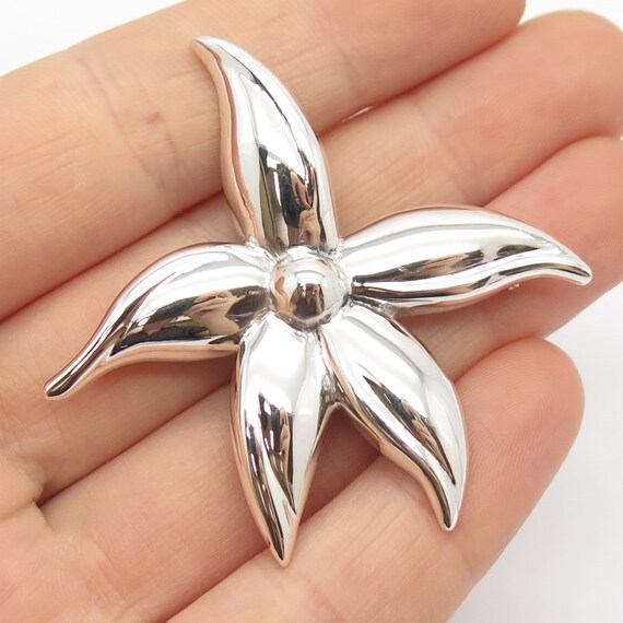 925 Sterling Silver Vintage Floral Pin Brooch - image 1