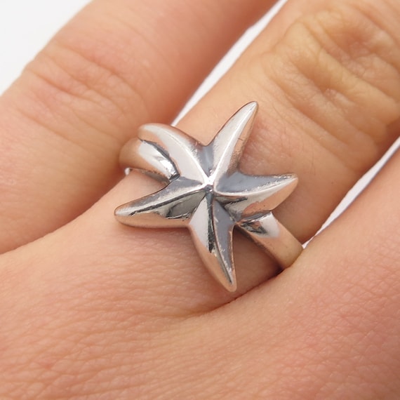 925 Sterling Silver Vintage Starfish Ring Size 6.… - image 1