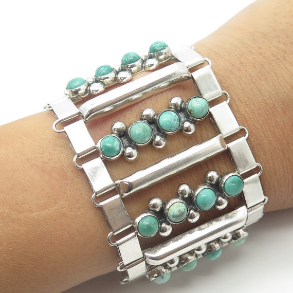 925 Sterling Silver Vintage Mexico Turquoise Gem … - image 1