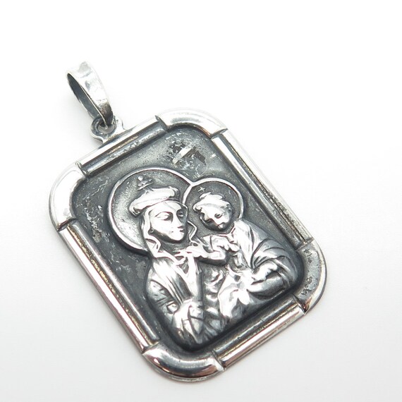 925 Sterling Silver Vintage Mother and Baby Jesus… - image 4