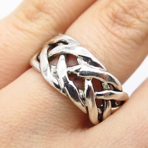 925 Sterling Silver Vintage Celtic Band Ring Size 7.25