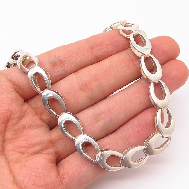 925 Sterling Silver Vintage Mexico Cresent Moon Chain Necklace 17