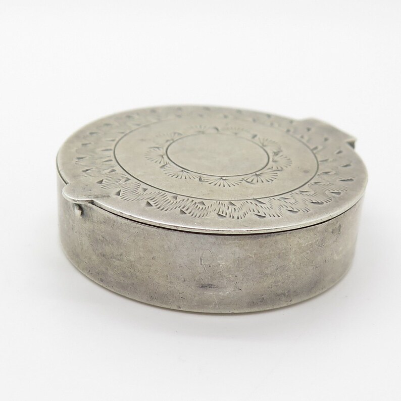 Vtg 925 Sterling Silver Mirror Pill Box