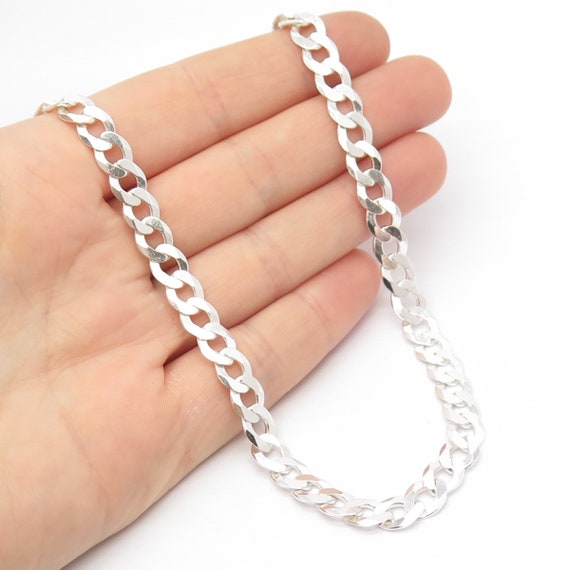 925 Sterling Silver Vintage Italy Cuban Chain Nec… - image 1