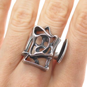 UNI DAVID ANDERSEN 925S Sterling Vintage Norway Modernist Adjustable Ring Size 8