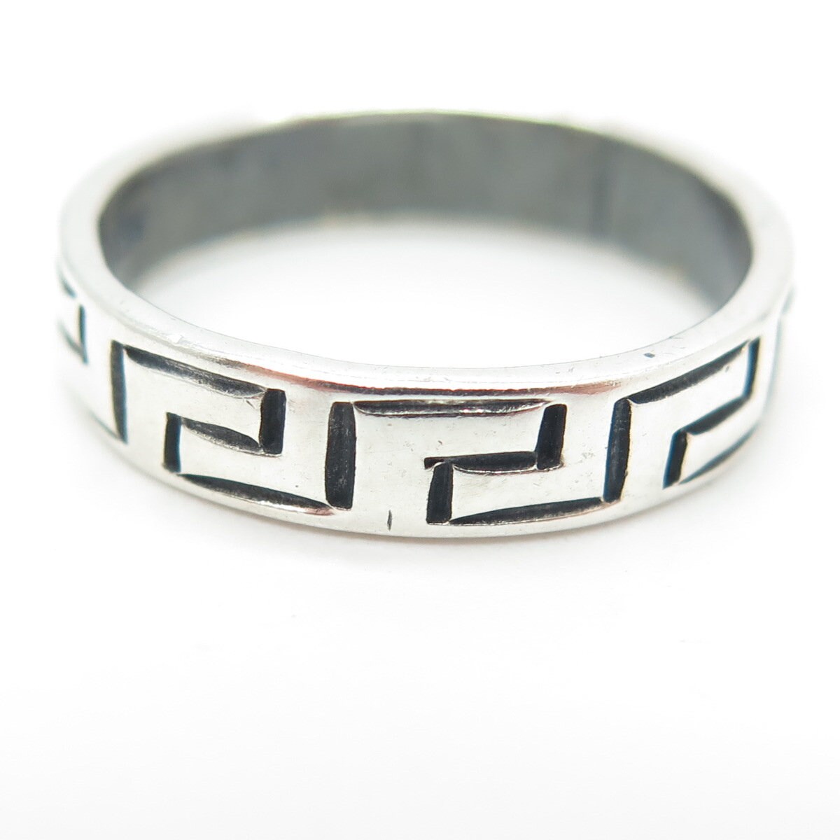925 Sterling Silver Vintage Mexico Tribal Maze Band Ring Size 8.5
