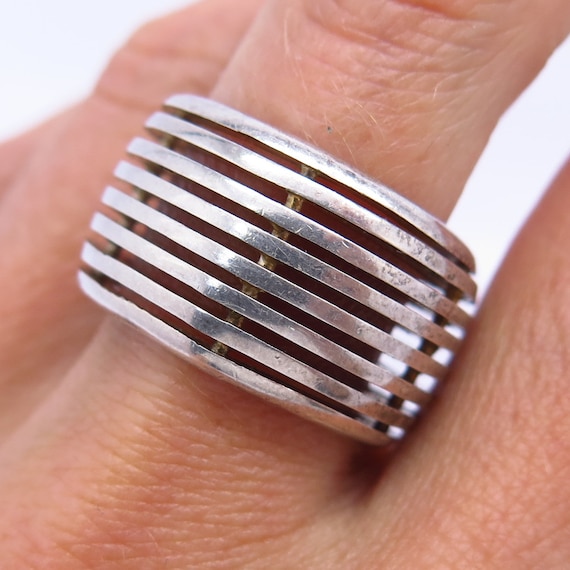 925 Sterling Silver Wrapped Up Design Wide Ring Size 7 14