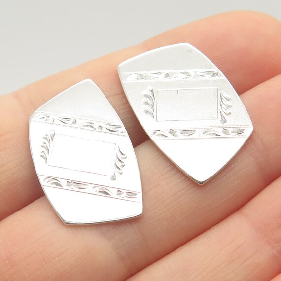 925 Sterling Silver Vintage Etched Cufflinks - image 2