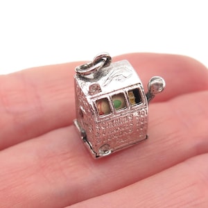 925 Sterling Silver Antique Art Deco Casino Slot Machine 3D Mini Charm Pendant