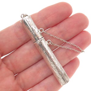 925 Sterling Silver Vintage Engraved Chatelaine Needle Case