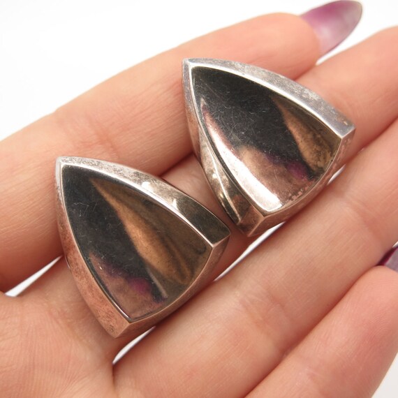 925 Sterling Silver Vintage Modernist Earrings - image 1