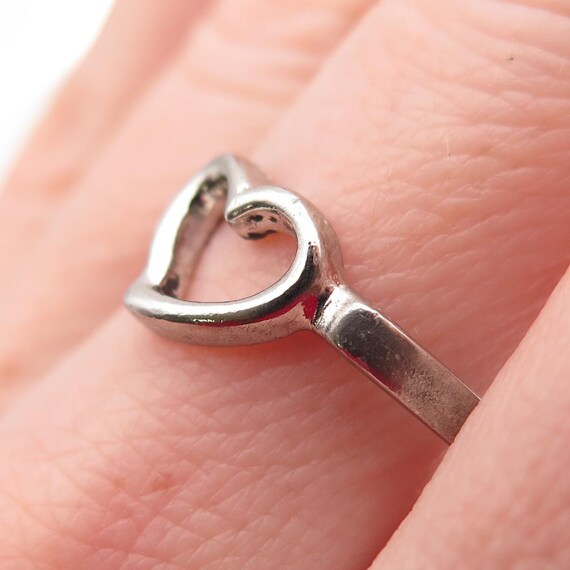 925 Sterling Silver Open Heart Ring Size 9 View 2