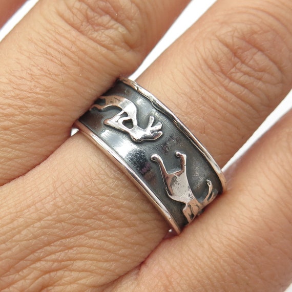 925 Sterling Silver Vintage Kokopelli Tribal Band… - image 1