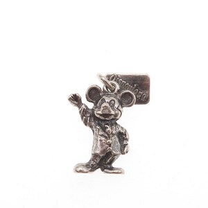 Walt Disney 925 Sterling Silver Vintage Mickey Mouse Oxidized 3D Charm Pendant image 4