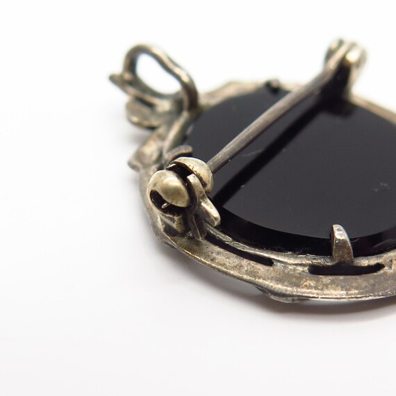 925 Sterling Black Onyx Marcasite Gem and MOP Cam… - image 4