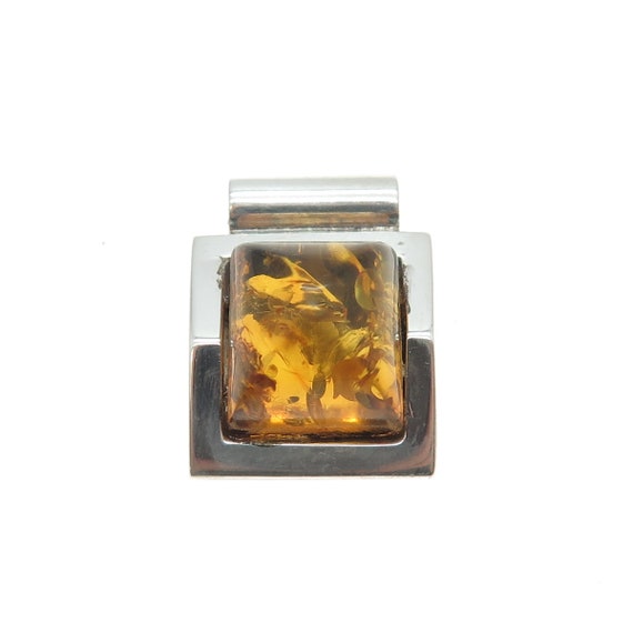 925 Sterling Silver Vintage Real Amber Slide Pend… - image 4