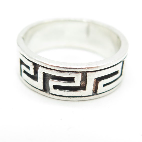 925 Sterling Silver Vintage Greek Maze Band Ring … - image 6