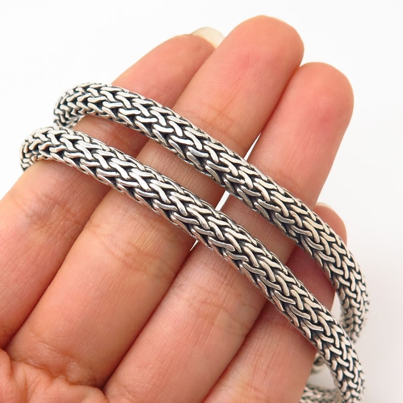 925 Sterling Silver Heavy Foxtail Chain Necklace 17 Etsy