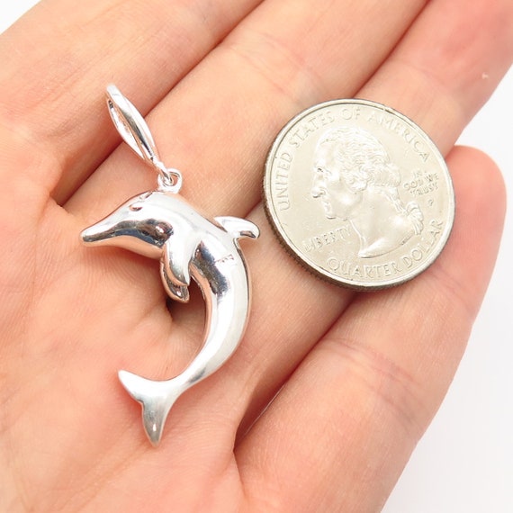 925 Sterling Silver Vintage Friendly Dolphin Desi… - image 2