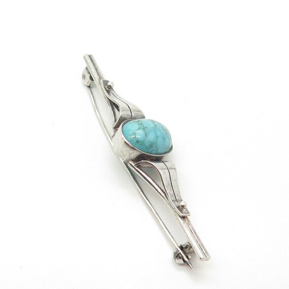 830 Silver Antique Art Deco Real Turquoise Gemsto… - image 7