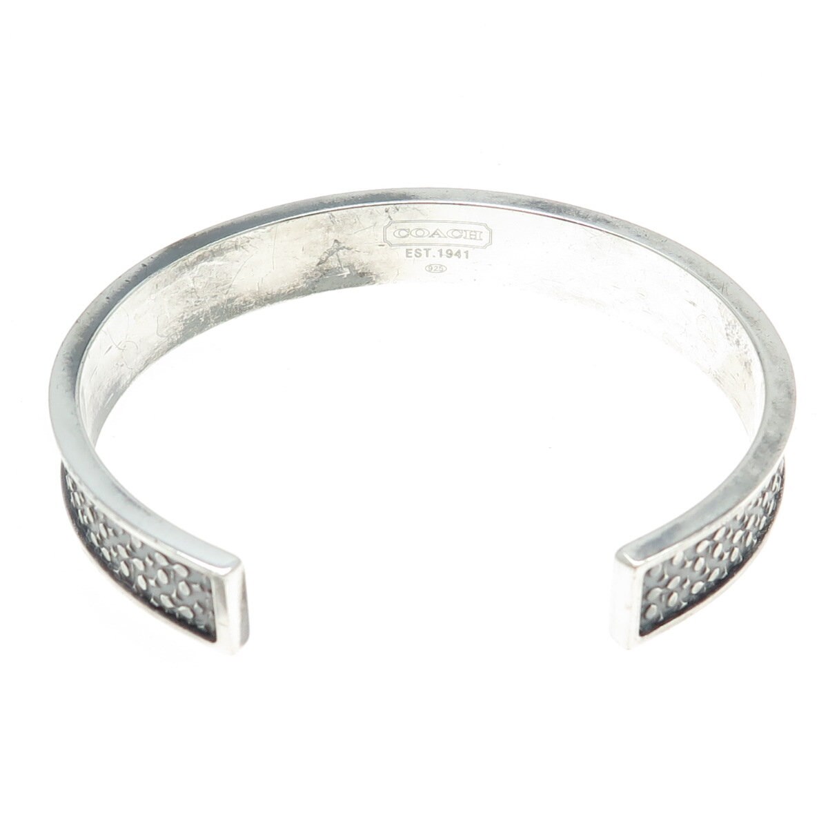 COACH 925 Sterling Silver Vintage Signature Logo Adjustable Cuff 