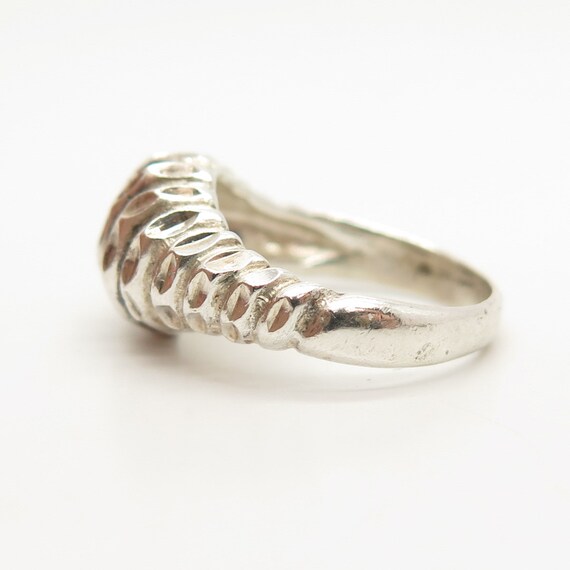 925 Sterling Silver Vintage Textured Striped Ring… - image 4