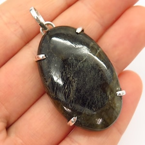 925 Sterling Silver Real Serpentine Gemstone Amulet Pendant