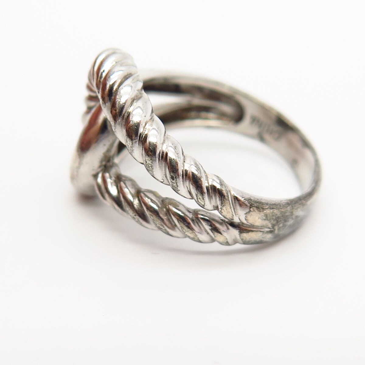 925 Sterling Silver Twisted Rope Double Loop Design Ring Size - Etsy