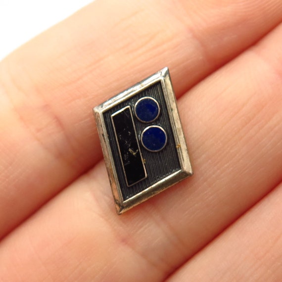 925 Sterling Silver Vintage Enamel Geometric Shap… - image 1